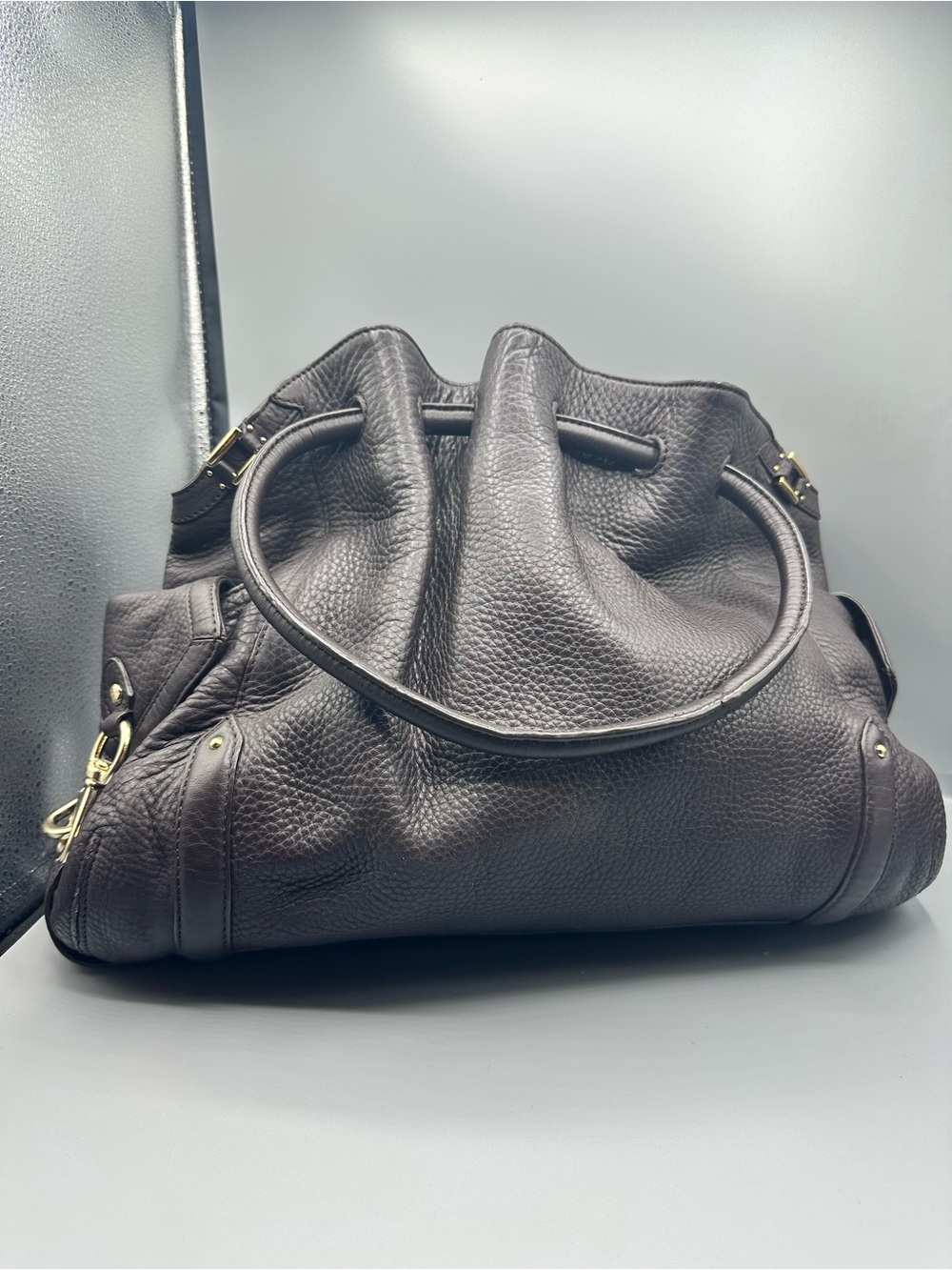 Cole Haan Dark Brown Pebbled Leather Shoulder Bag